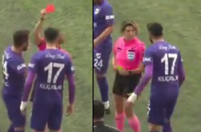 3'üncü lig maçını yöneten kadın hakem kırmızı kart gösterdiği oyuncuya küfür etti