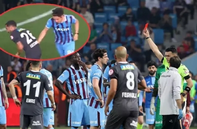 Trabzonspor - Fatih Karagümrük maçında kırmızı kart! Enis Destan'dan yumruk...